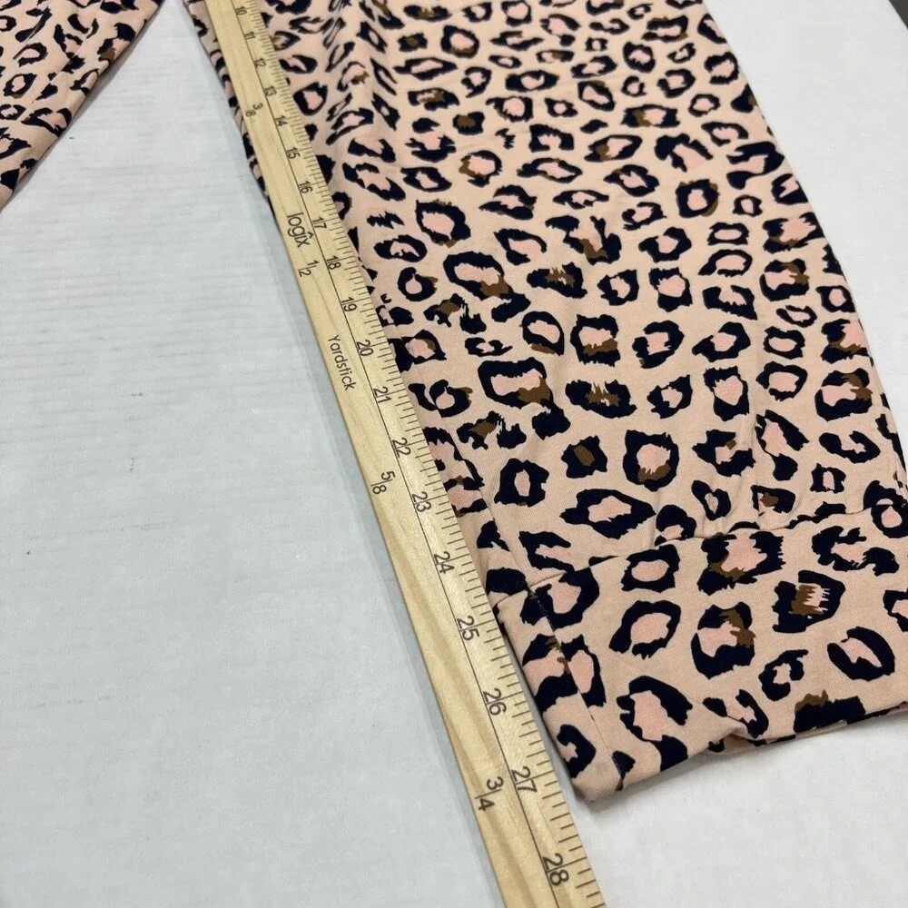 Dobreva Pajamas Set Pink Leopard Animal Print Modal Blend Size XL Lounge Cozy‎